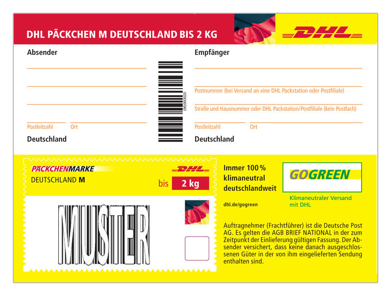 DHL P&Auml;CKCHENMARKE M Deutschland bis 2 kg 