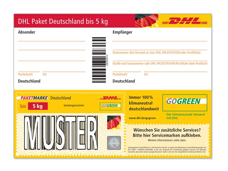 DHL Aktionsset: 50 Paketmarken Deutschland bis 5 kg