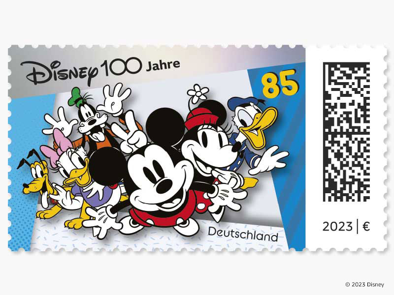 "100 Jahre Disney", Briefmarke zu 0,85 EUR, 10er-Bogen
