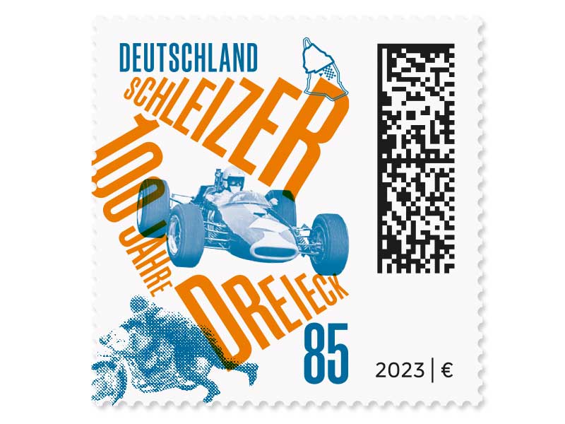 100 Jahre Schleizer Dreieck, Briefmarke zu 0,85 EUR, 10er-Bogen