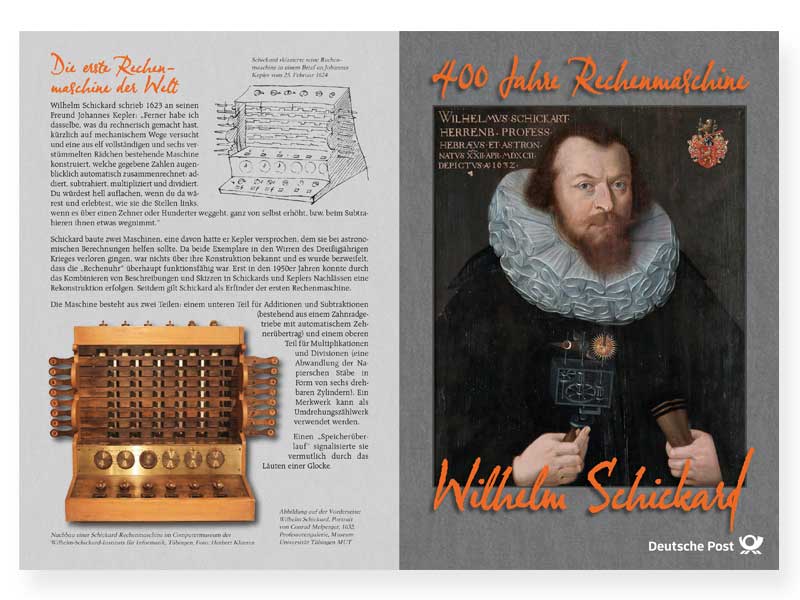 Erinnerungsblatt "400 Jahre Rechenmaschine Wilhelm Schickard"