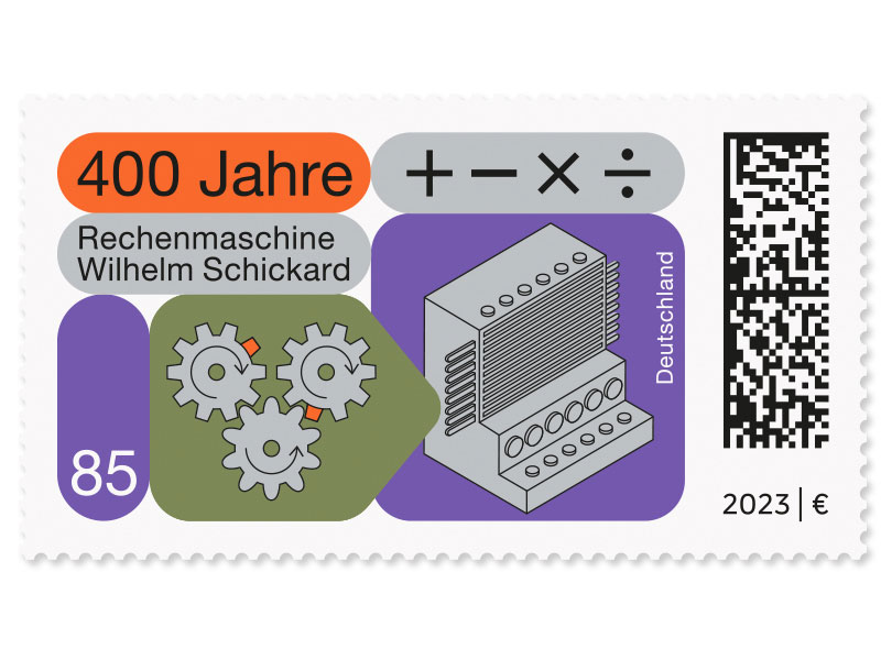 400 Jahre Rechenmaschine Wilhelm Schickard, Briefmarke zu 0,85 EUR, 10er-Bogen