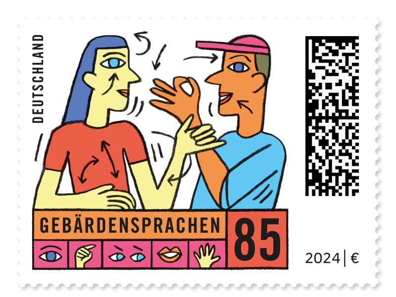 Gebrdensprachen, Briefmarke zu 0,85 EUR, 10er-Bogen