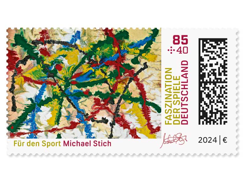 Abstrakte Malerei mit Farben der olympischen Ringe und der Medaillen