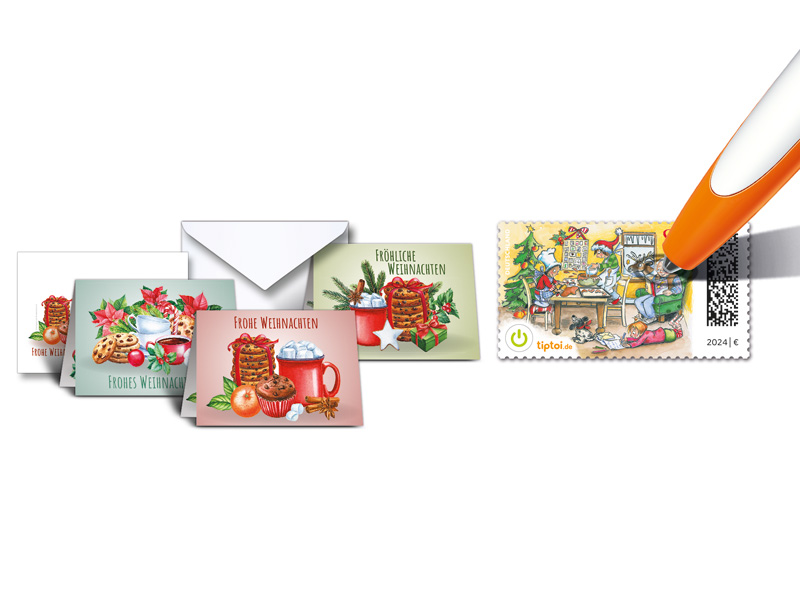 Grukartenset "Weihnachten 2024" mit Duftlack Weihnachtsgebck
