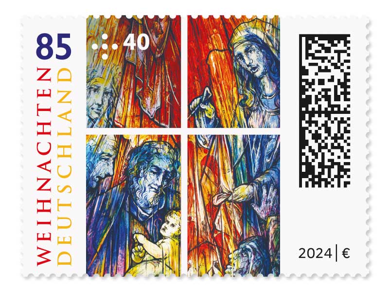 Darstellung der Heiligen Familie in Form von 4 Kirchenfenstern der Abtei Tholey