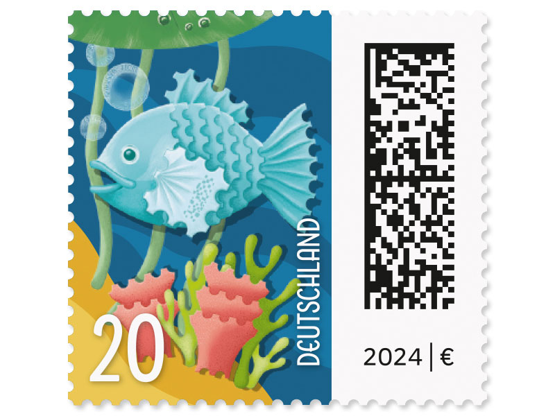 Fisch mit Briefmarkenzhnung