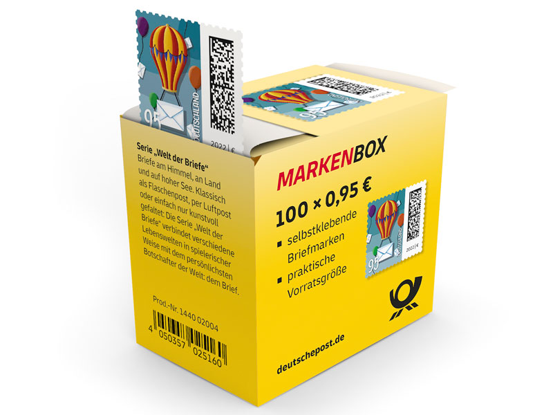 Markenbox "Ballonpost", Briefmarke zu 0,95 EUR, 100er-Box