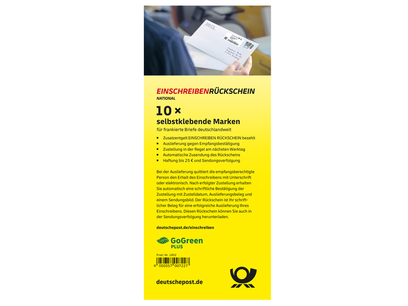 Einschreiben Rckschein, 10er- Marken-Set