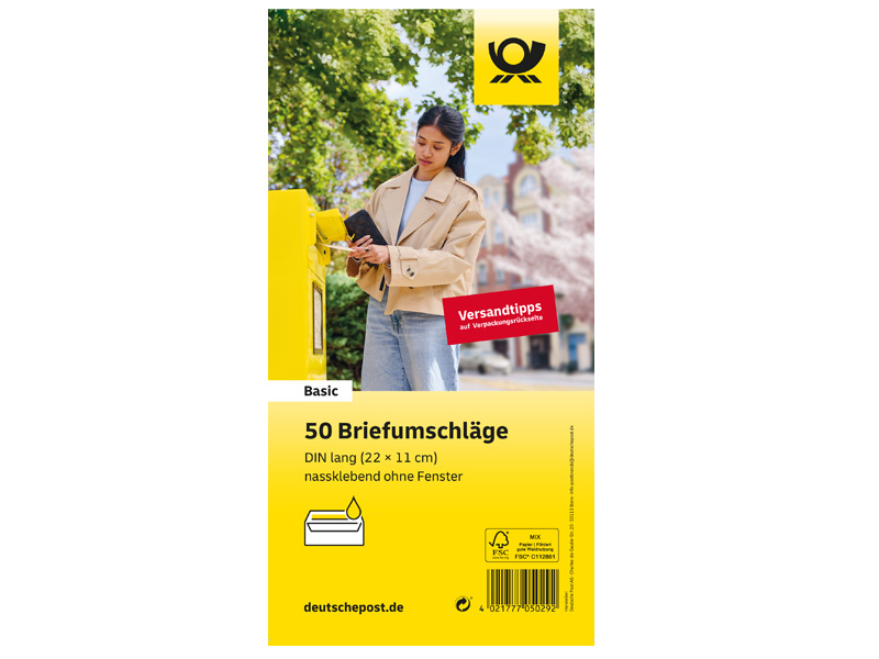 Briefumschlag DIN lang nassklebend wei ohne Fenster 50er Set