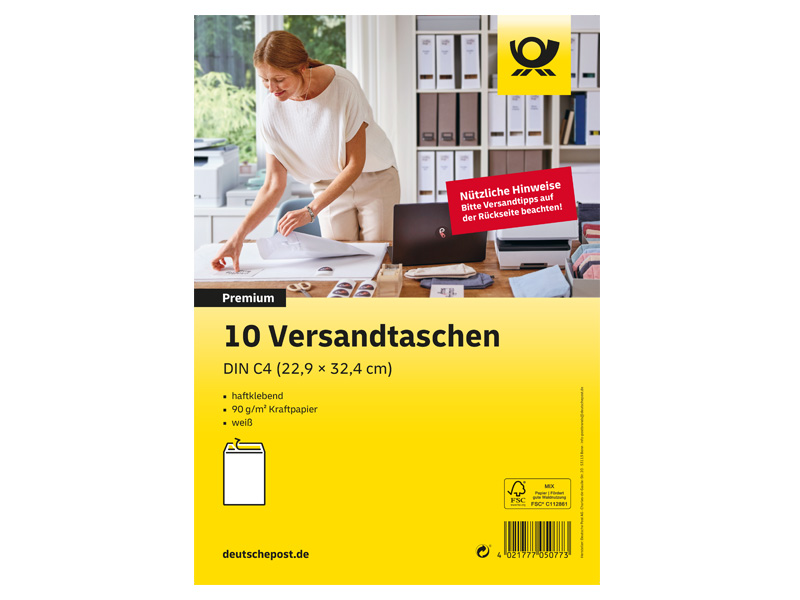Deutsche Post Versandtasche Format DIN C4 ohne Fenster 10 Stck