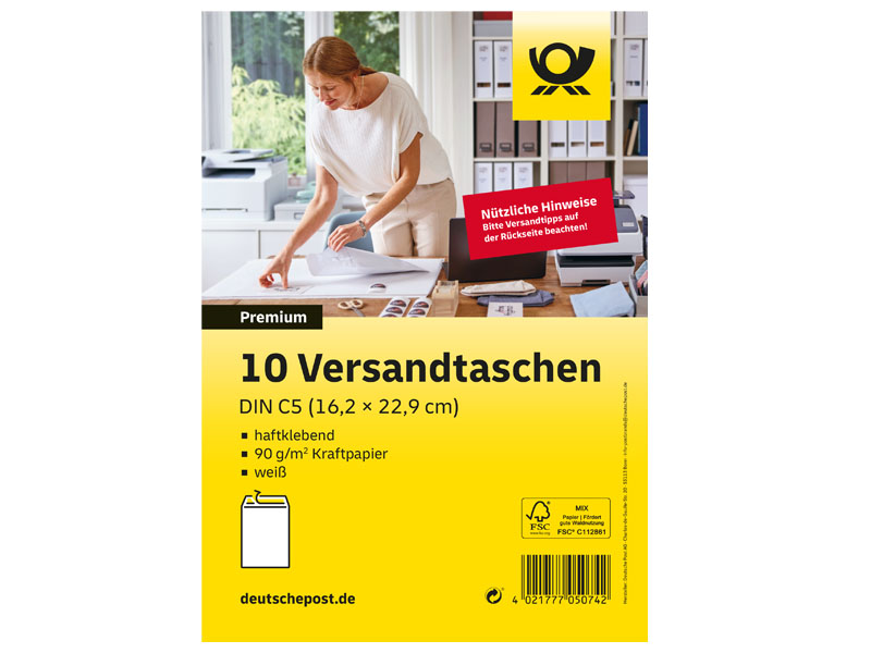 Deutsche Post Versandtasche Format DIN C5 ohne Fenster 10 Stck