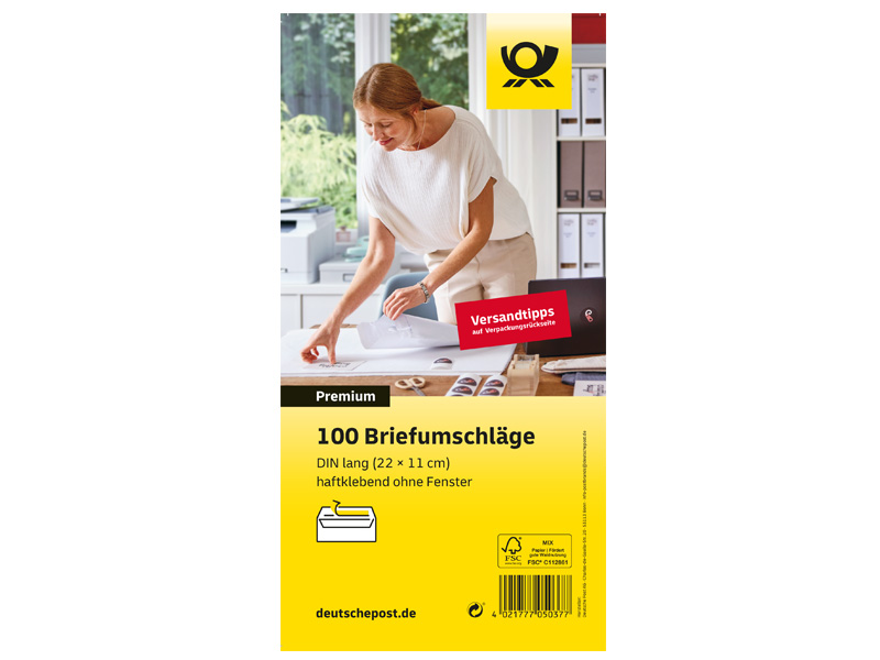 Deutsche Post Briefumschlge, Format: DIN lang, ohne Fenster, 100 Stck
