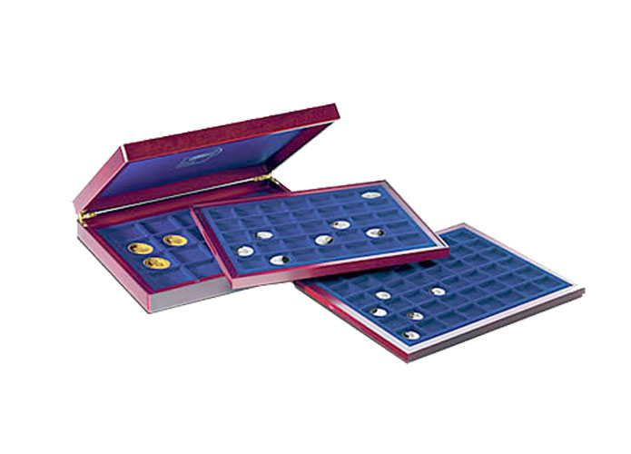 Mnzenkassette aus Holz,"exklusiv", mit 3 Tableaus T10 (speziell fr gekapselte 10-Euro-Mnzen)
