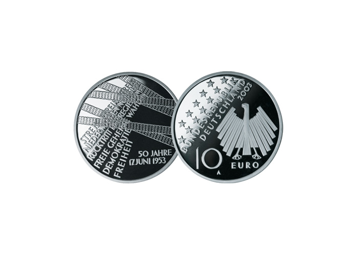 10-Euro-Mnze: 50 Jahre 17. Juni 1953 ; 2003 (Stempelglanz).