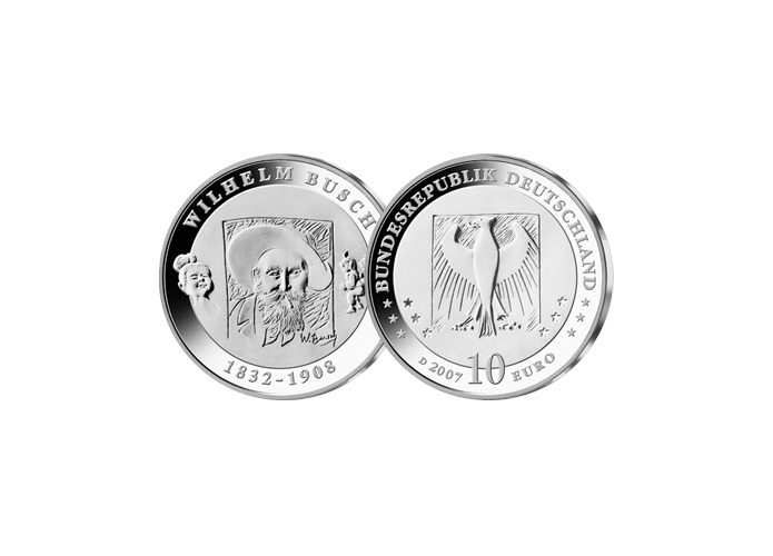 10 Euro 175. Geburtstag Wilhelm Busch; 2007 (Stempelglanz)