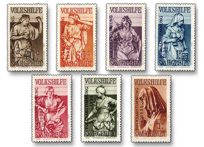 Saargebiet, Volkshilfe-Ausgaben mit Aufdruck "Volksabstimmung 1935"