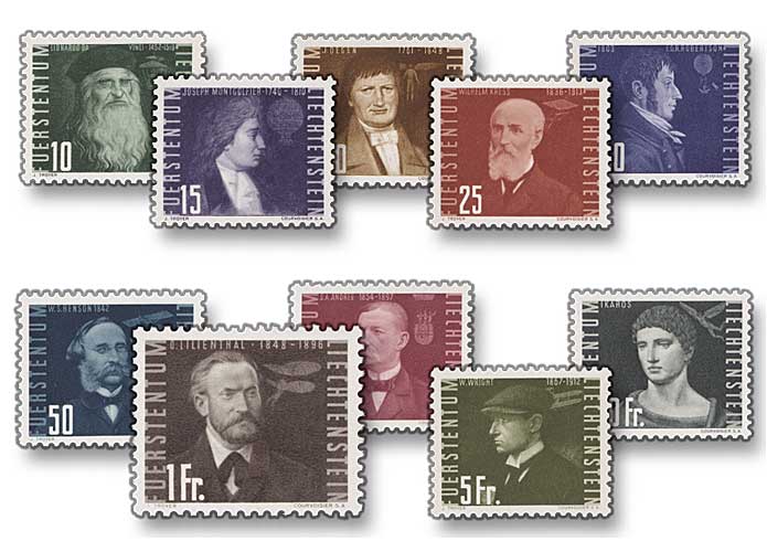 Frstentum Liechtenstein, "Flugpostausgabe Flugpioniere", Komplett-Satz