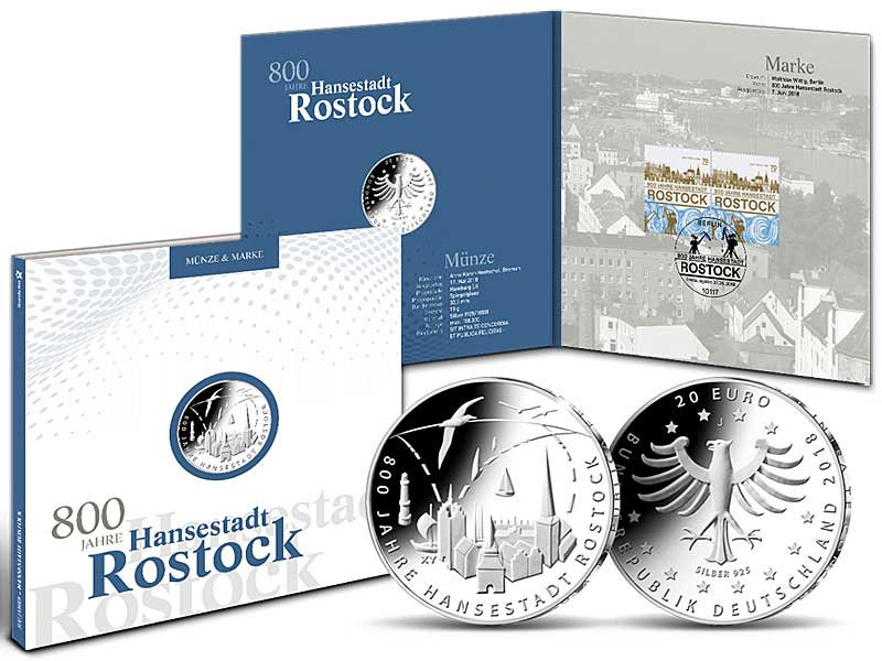 Numisfolder Mnze & Marke: "800 Jahre Hansestadt Rostock"